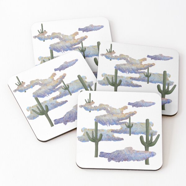 Item preview, Western Country Desert - Unique Collage of Sketched Cacti and Acrylic Painted Clouds designed and sold by Uplifting Vib'n Design and Decor .