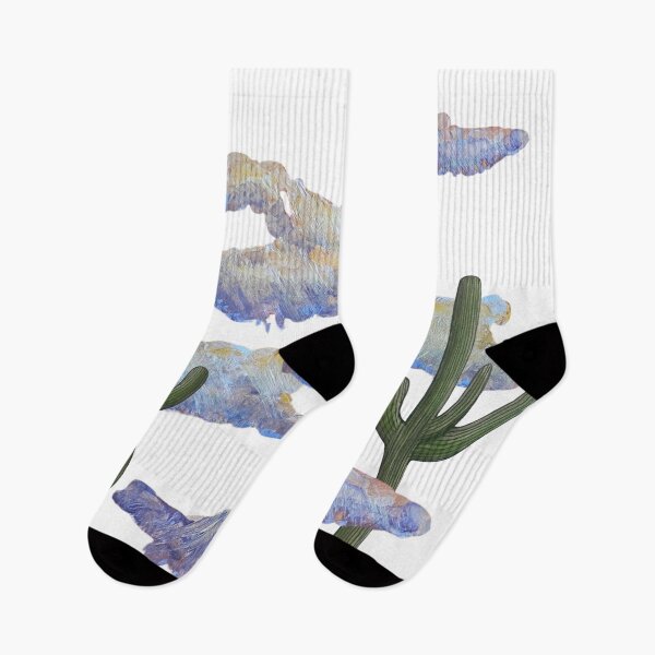 Item preview, Western Country Desert - Unique Collage of Sketched Cacti and Acrylic Painted Clouds designed and sold by Uplifting Vib'n Design and Decor .