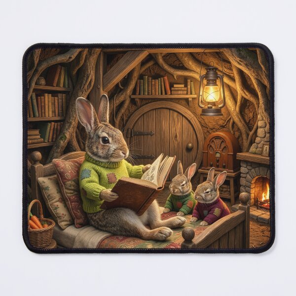 Item preview, Rabbit Dad Reading to His Bunnies designed and sold by Tridentulus.