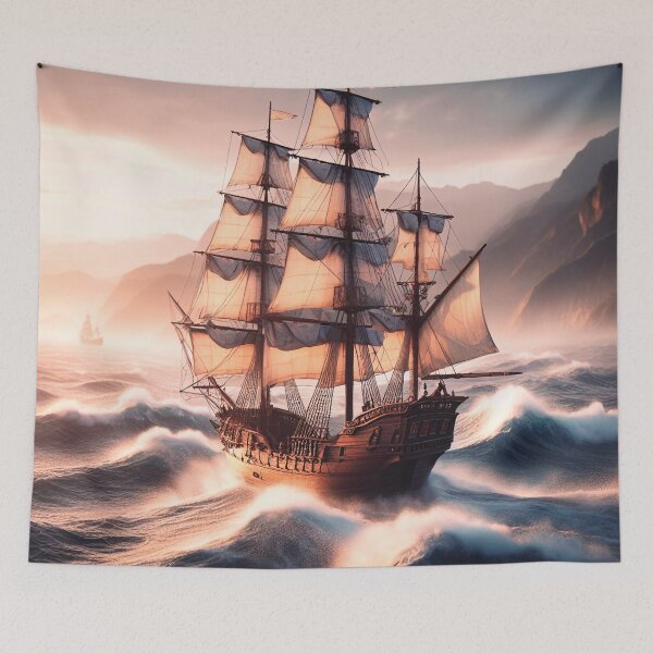 Item preview, Vintage Galleon Ship Sailing Through Stormy Waves designed and sold by Holub Art Studio & design.