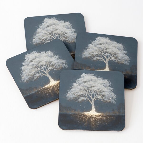Item preview, beautiful, unique white tree of life with glowing roots designed and sold by dcrc.