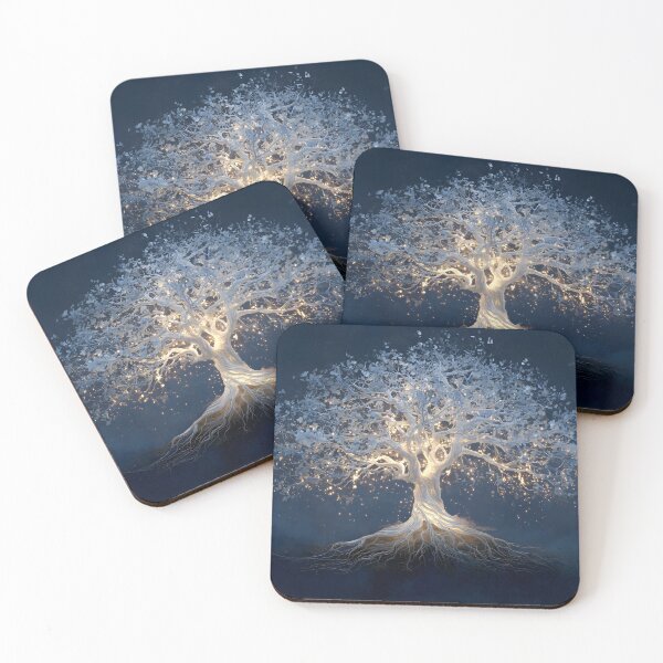 Item preview, beautiful, unique white tree of life with glowing roots designed and sold by dcrc.