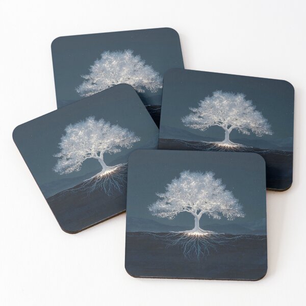 Item preview, beautiful, unique white tree of life with glowing roots designed and sold by dcrc.