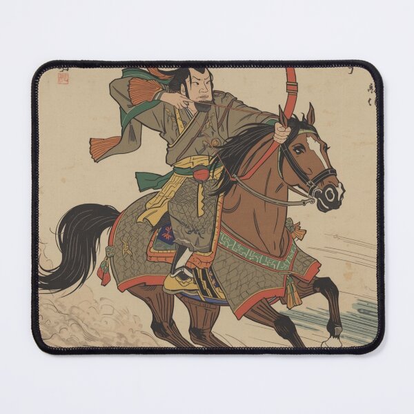 Item preview, Mounted Samurai Archer Edo Period Ukiyo-e Style Japanese Warrior Art designed and sold by Element Horizon Studio.