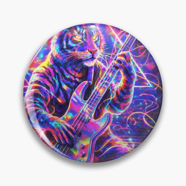 Item preview, Neon Bass Tiger – Cosmic Synthwave Album Art designed and sold by LuxuryApparels.