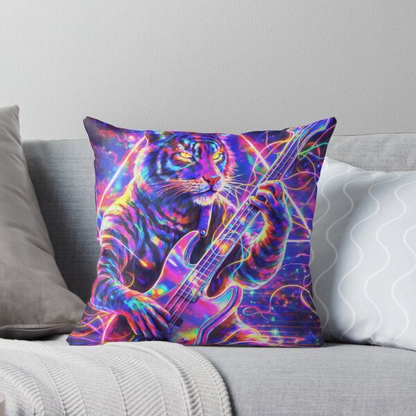 Item preview, Neon Bass Tiger – Cosmic Synthwave Album Art designed and sold by LuxuryApparels.