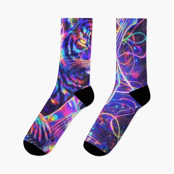 Item preview, Neon Bass Tiger – Cosmic Synthwave Album Art designed and sold by LuxuryApparels.