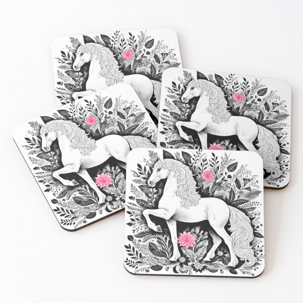 Item preview, Gallant Horse with pink flowers  designed and sold by NativeGraffix.