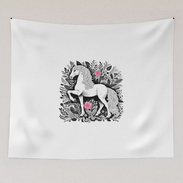 Item preview, Gallant Horse with pink flowers  designed and sold by NativeGraffix.