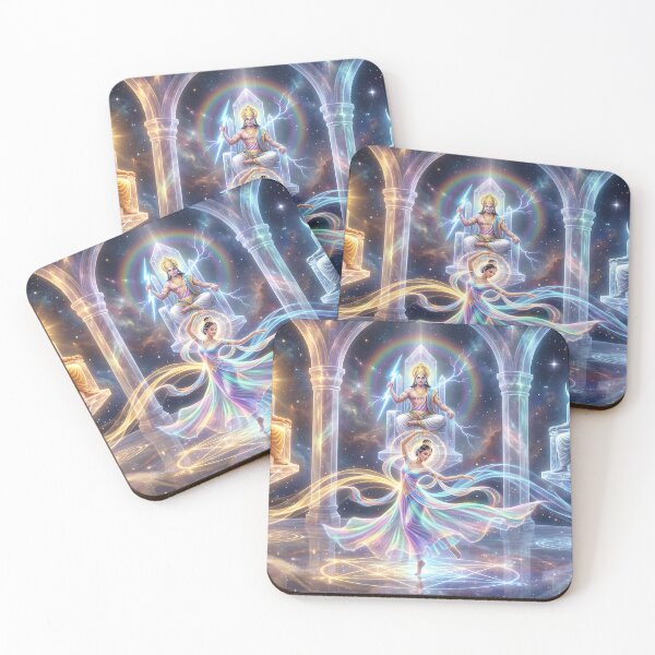 Item preview, Divine Apsara Dance Before Sun and Moon Gods – Mythological Indian Art Print designed and sold by sugato123.