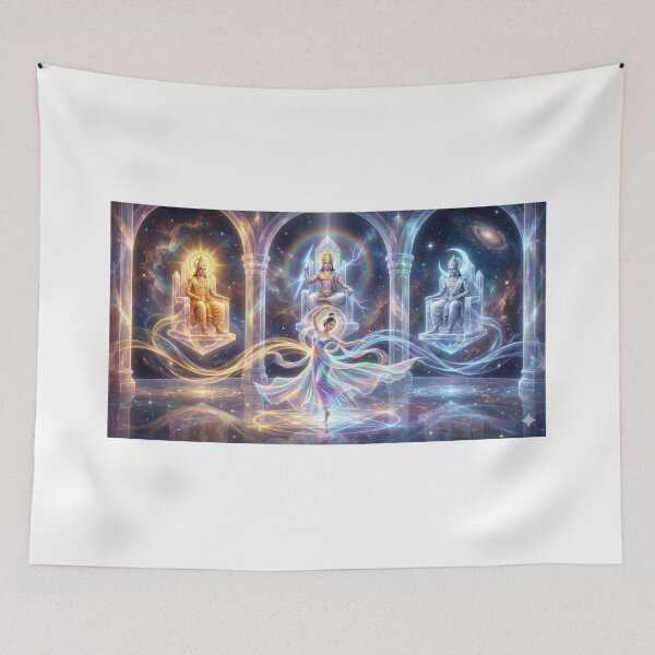 Item preview, Divine Apsara Dance Before Sun and Moon Gods – Mythological Indian Art Print designed and sold by sugato123.