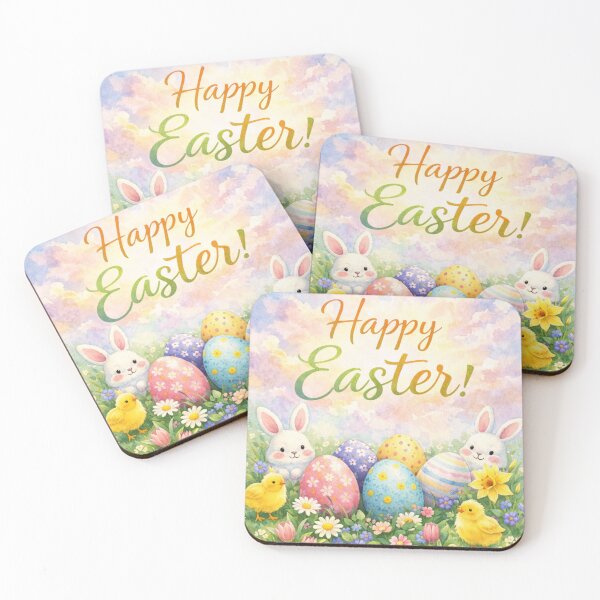 Item preview, Happy Easter – Spring Bunny & Eggs Watercolour designed and sold by inspired-works.