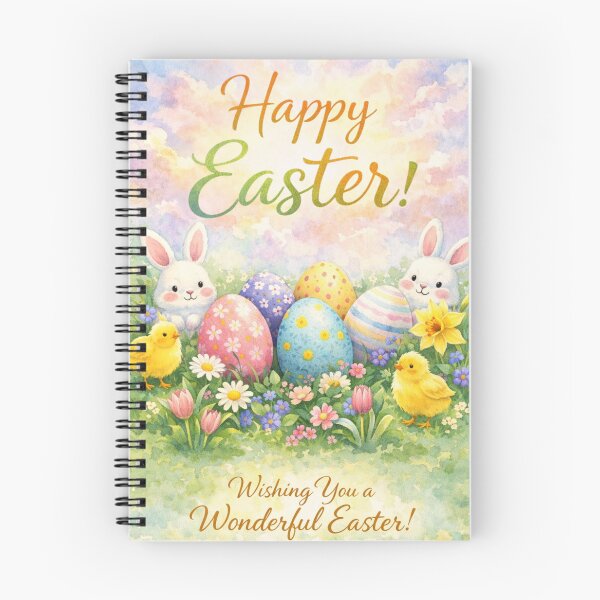 Item preview, Happy Easter – Spring Bunny & Eggs Watercolour designed and sold by inspired-works.
