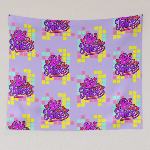 Item preview, Be Nice – Positive Phrase with Hearts in Purple and Pink designed and sold by AstronautMerch.