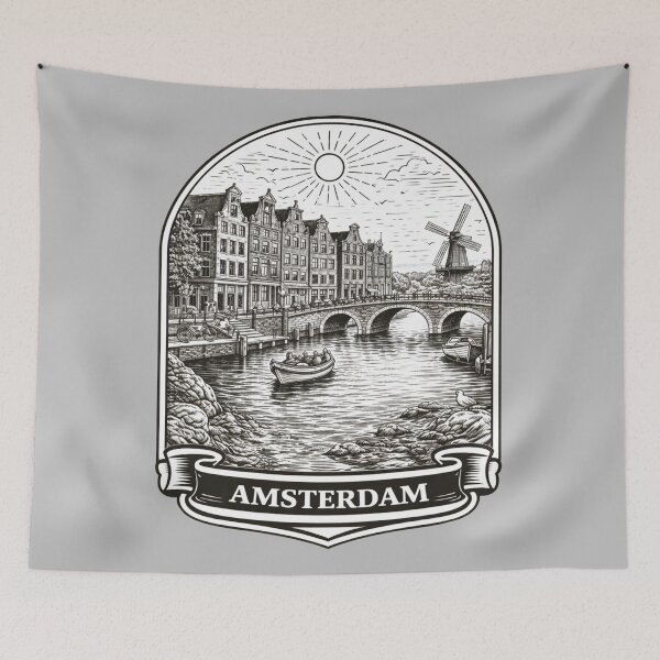 Item preview, Amsterdam Line Art Illustration designed and sold by Myra365Art.