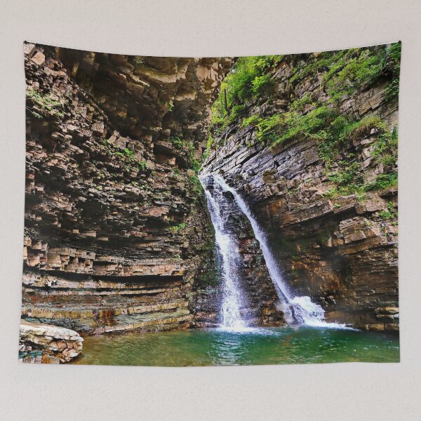 Item preview, Majestic Mountain Waterfall Flowing Down Layered Rocks designed and sold by Holub Art Studio & design.