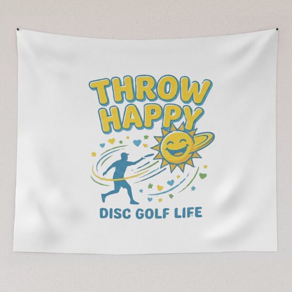 Item preview,  Throw Happy Disc Golf T-Shirt | Positive Disc Golfer Tee | Frisbee Golf Life | Disc Sport Shirt designed and sold by GeniePixel.