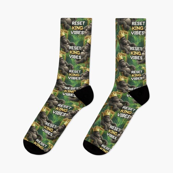 Item preview, RESET KING VIBES Seamless Pattern Gorilla King Meme designed and sold by lowbatterydept.