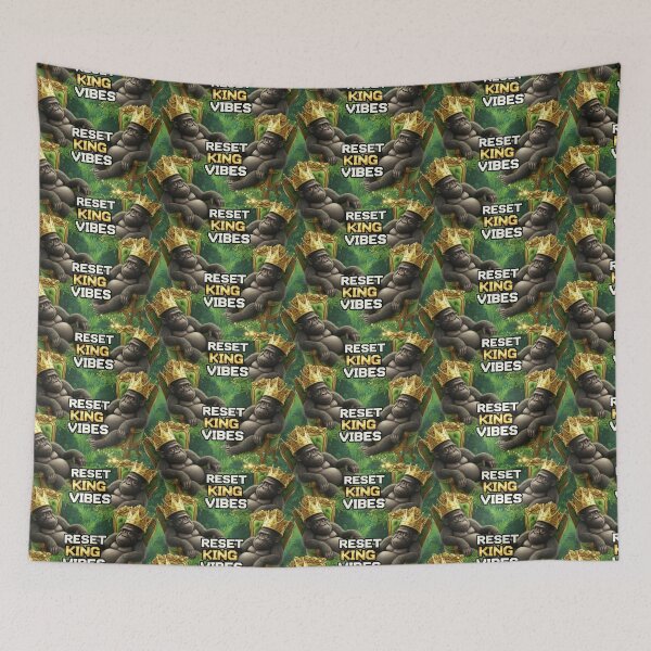 Item preview, RESET KING VIBES Seamless Pattern Gorilla King Meme designed and sold by lowbatterydept.