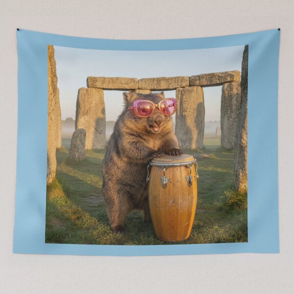Item preview, Wombat Plays Conga Drum at Stonehenge designed and sold by Tridentulus.
