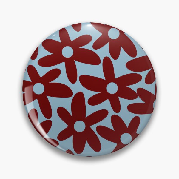 Item preview, Daisy Time Cute Retro Floral Pattern in Light Blue and Deep Burgundy designed and sold by kierkegaard.