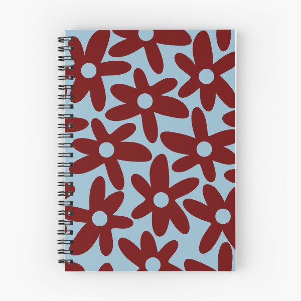 Item preview, Daisy Time Cute Retro Floral Pattern in Light Blue and Deep Burgundy designed and sold by kierkegaard.