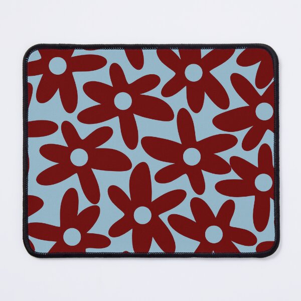 Item preview, Daisy Time Cute Retro Floral Pattern in Light Blue and Deep Burgundy designed and sold by kierkegaard.