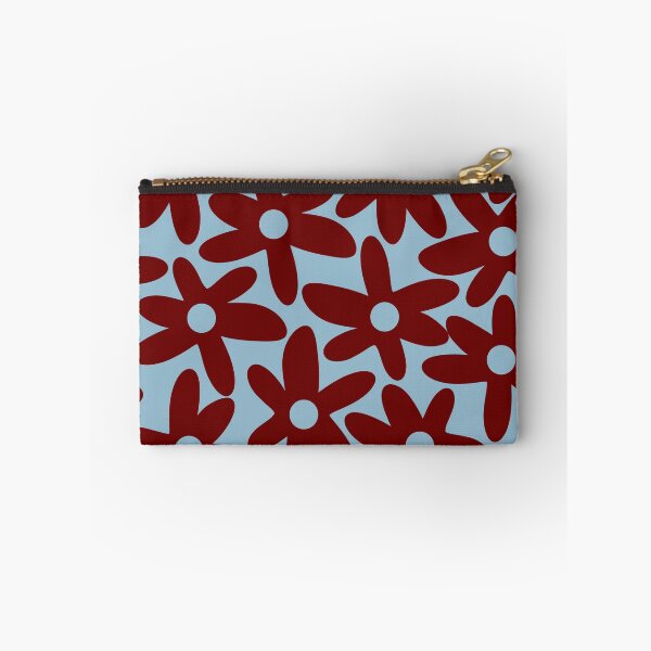 Item preview, Daisy Time Cute Retro Floral Pattern in Light Blue and Deep Burgundy designed and sold by kierkegaard.