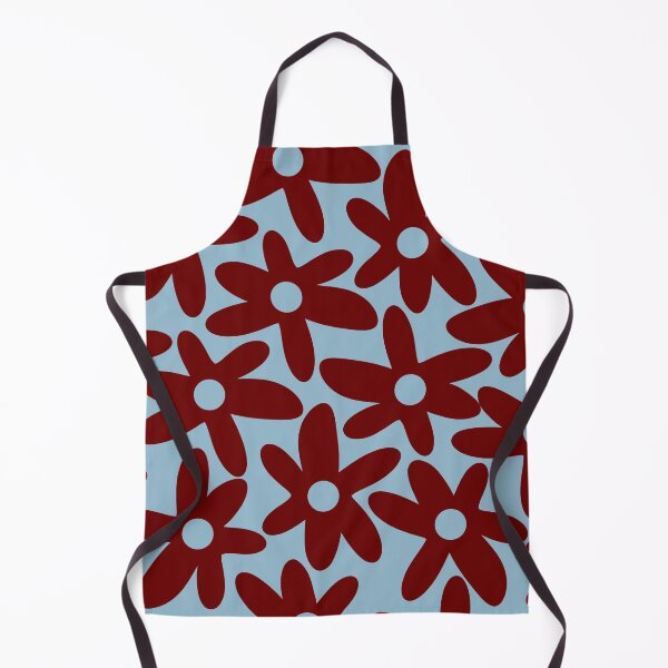 Item preview, Daisy Time Cute Retro Floral Pattern in Light Blue and Deep Burgundy designed and sold by kierkegaard.
