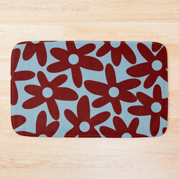 Item preview, Daisy Time Cute Retro Floral Pattern in Light Blue and Deep Burgundy designed and sold by kierkegaard.