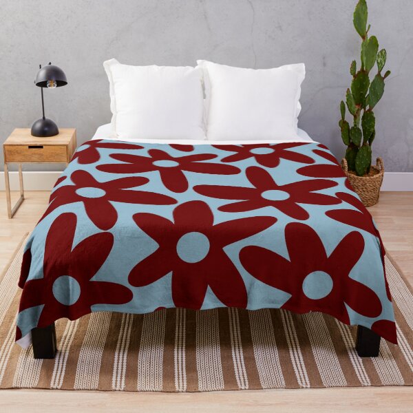 Item preview, Daisy Time Cute Retro Floral Pattern in Light Blue and Deep Burgundy designed and sold by kierkegaard.