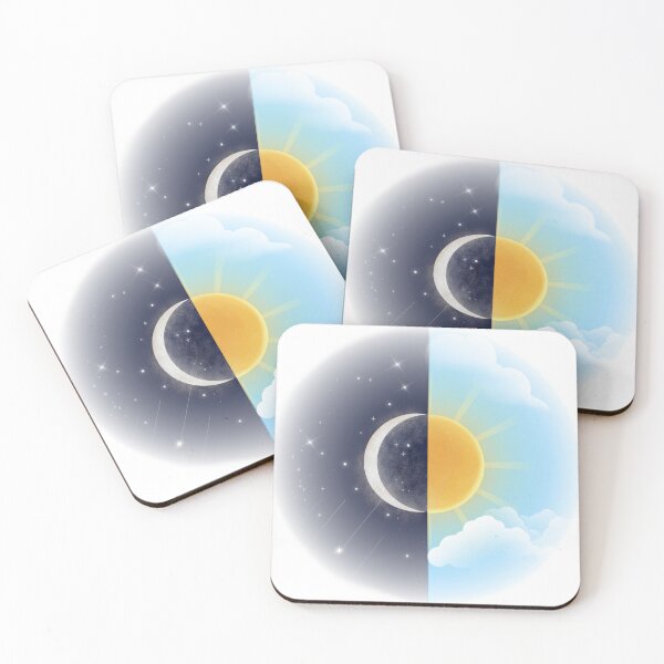 Item preview, Day and Night Balance – Sun and Moon Illustration designed and sold by ByKubraArt.
