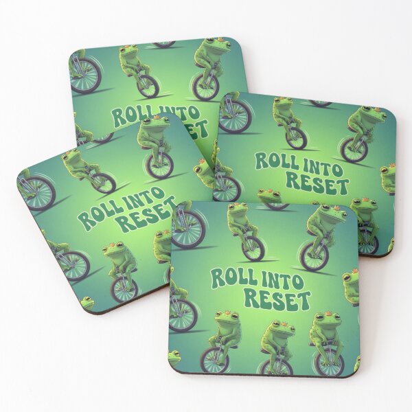 Item preview, ROLL INTO RESET Seamless Pattern Funny Frog Unicycle designed and sold by lowbatterydept.