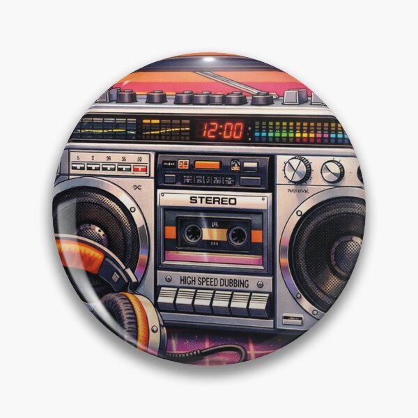 Item preview, Retro boombox and mixtape in 80s synthwave style designed and sold by Mauswohn.