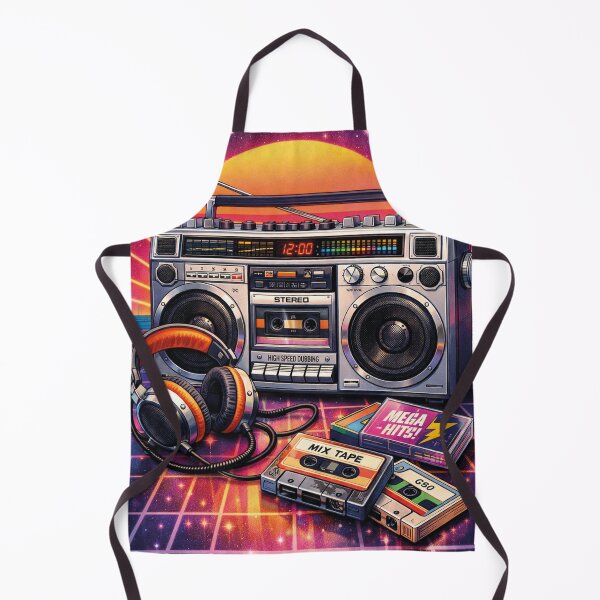Item preview, Retro boombox and mixtape in 80s synthwave style designed and sold by Mauswohn.