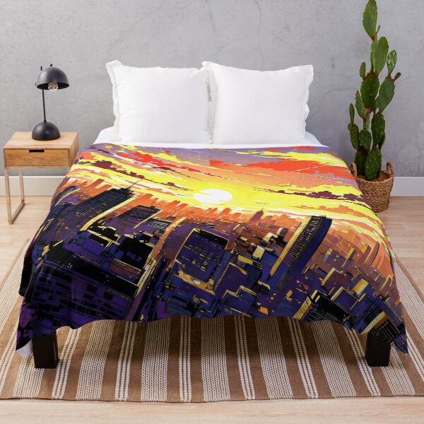 Item preview, Neon Sunset Over the City, Colorful Cityscape at Dusk designed and sold by KiraChie.
