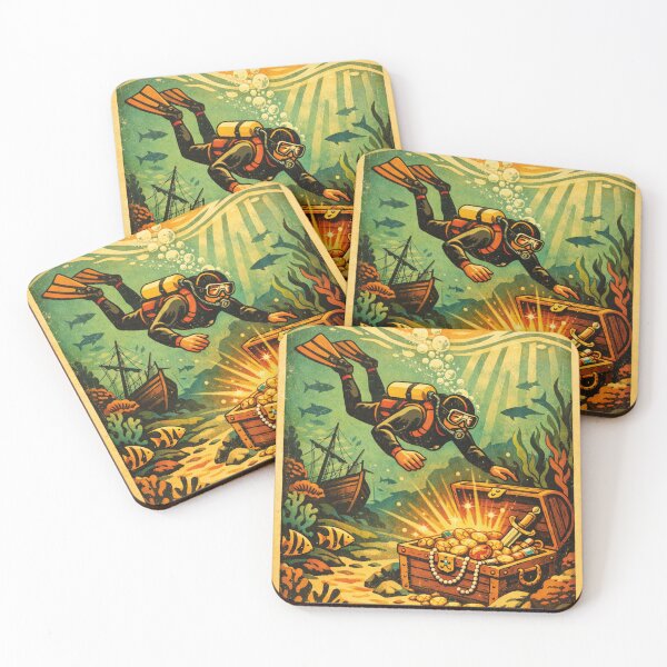Item preview, Diver finds sunken treasure in vintage style designed and sold by Mauswohn.