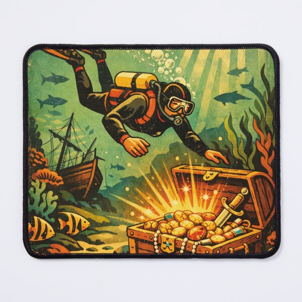 Item preview, Diver finds sunken treasure in vintage style designed and sold by Mauswohn.