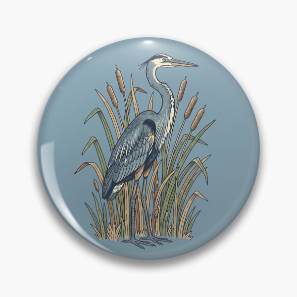 Item preview, Vintage Great Blue Heron Botanical Nature Artwork designed and sold by BirdsnStuff.