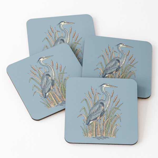 Item preview, Vintage Great Blue Heron Botanical Nature Artwork designed and sold by BirdsnStuff.