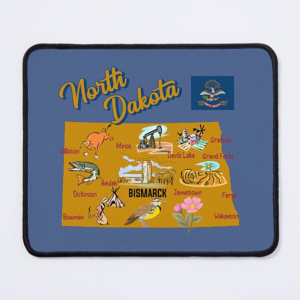 Item preview, North Dakota State Map - Illustrated Landmarks & Icons Art designed and sold by mashmosh.