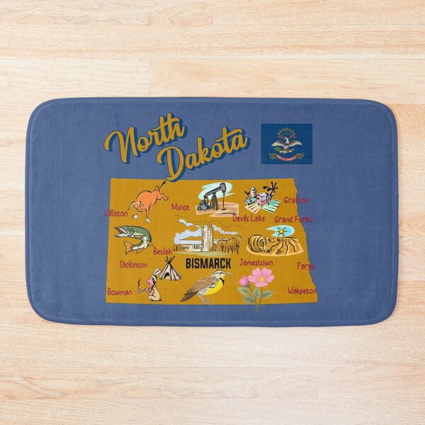 Item preview, North Dakota State Map - Illustrated Landmarks & Icons Art designed and sold by mashmosh.