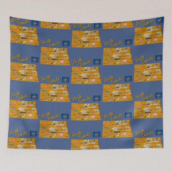 Item preview, North Dakota State Map - Illustrated Landmarks & Icons Art designed and sold by mashmosh.