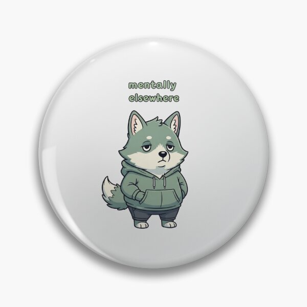 Artikelvorschau, Niedlicher Wolf-Hoodie „Mentally Elsewhere“ – Soft Life Relatable Meme Art entworfen und verkauft von Moon's Arts.