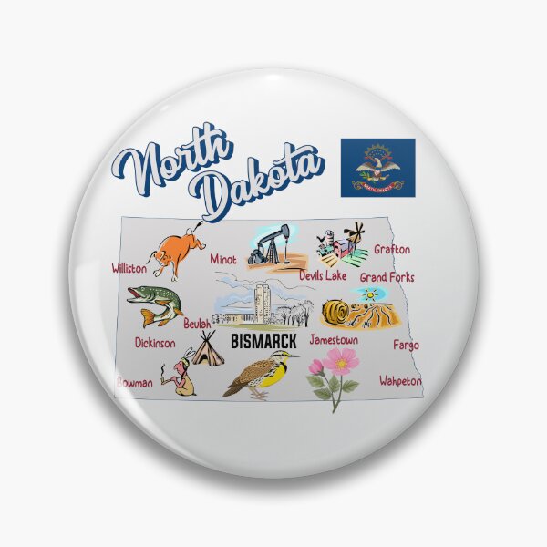 Item preview, North Dakota State Map & Landmarks Illustration designed and sold by mashmosh.