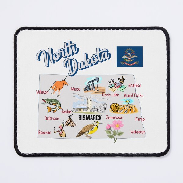 Item preview, North Dakota State Map & Landmarks Illustration designed and sold by mashmosh.