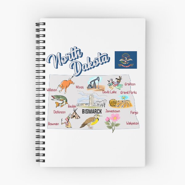 Item preview, North Dakota State Map & Landmarks Illustration designed and sold by mashmosh.