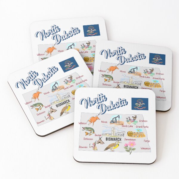 Item preview, North Dakota State Map & Landmarks Illustration designed and sold by mashmosh.