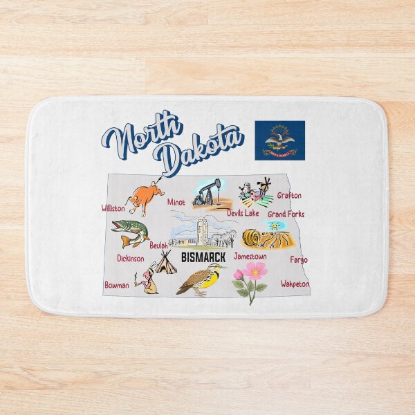 Item preview, North Dakota State Map & Landmarks Illustration designed and sold by mashmosh.
