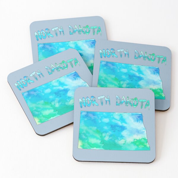 Item preview, North Dakota Watercolor Map - Artistic Teal & Blue Silhouette designed and sold by mashmosh.